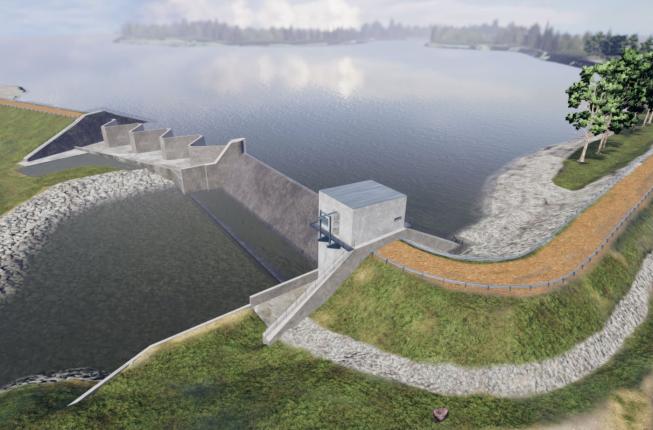 Artist impression of the upgrades for the Lake Macdonald Dam Improvement Program - right side view