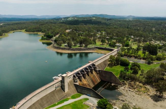 Aerial of North Pine Dam geotech work