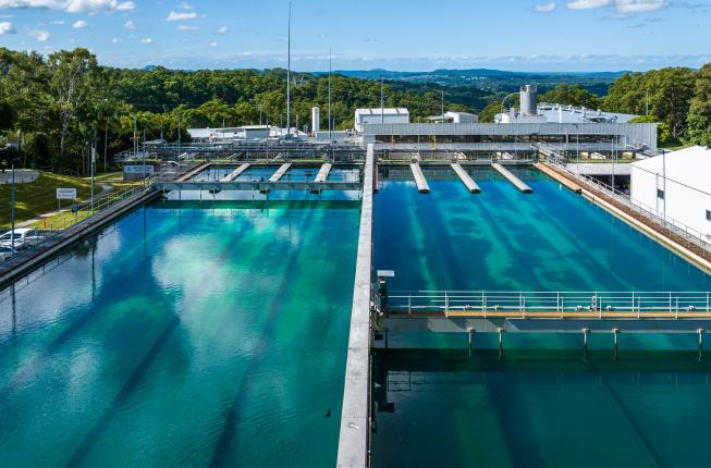 water treatment plant aerial shot